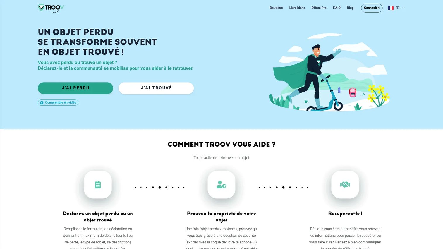 Troov lost and found matching platform interface