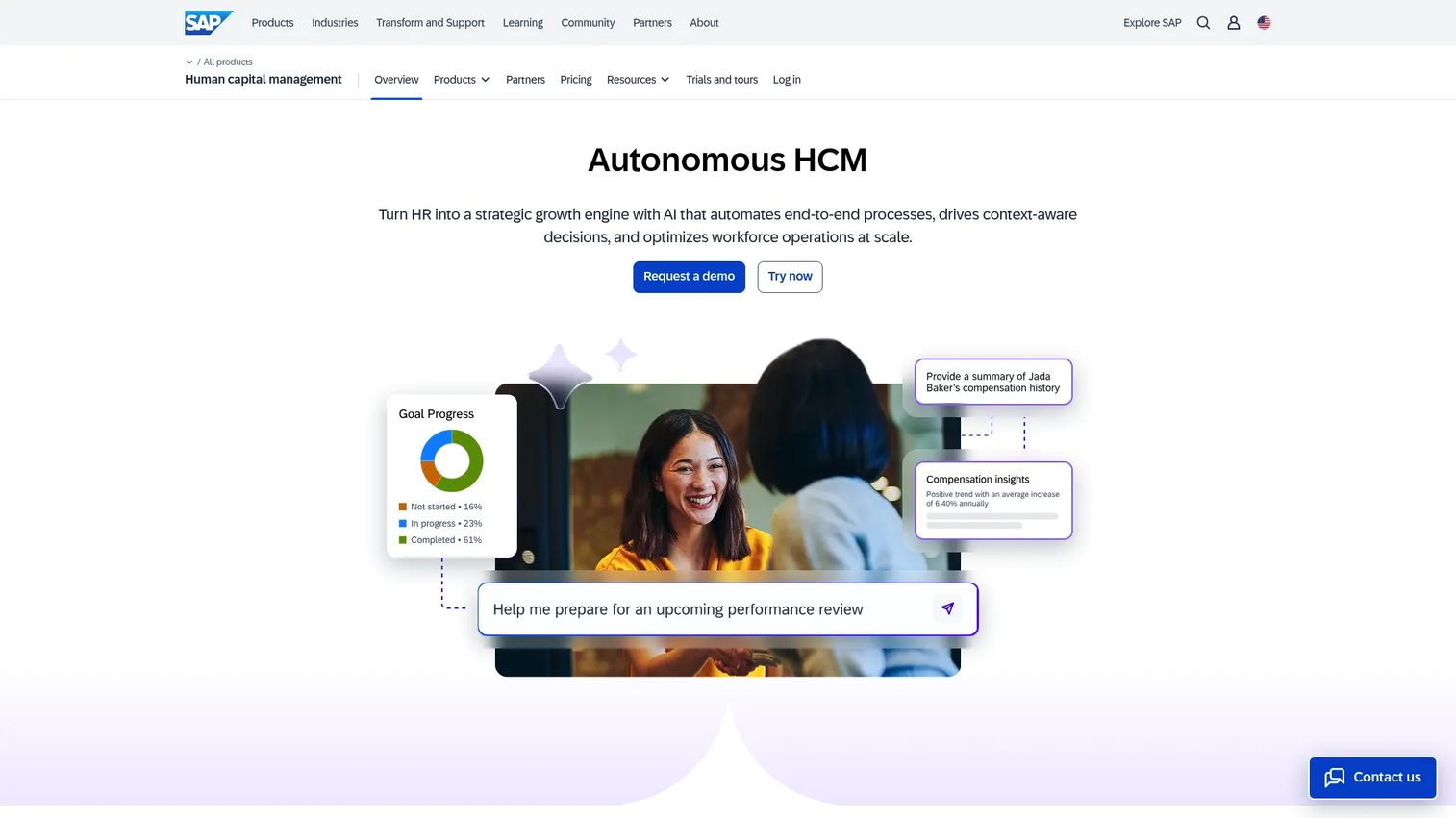 SAP SuccessFactors cloud HCM suite homepage