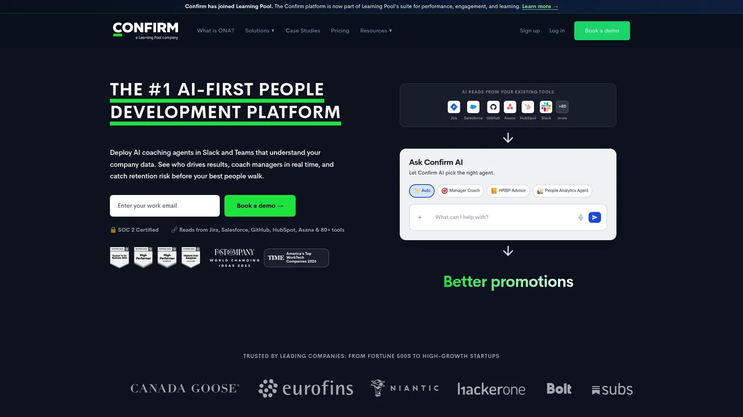 Confirm performance management software homepage