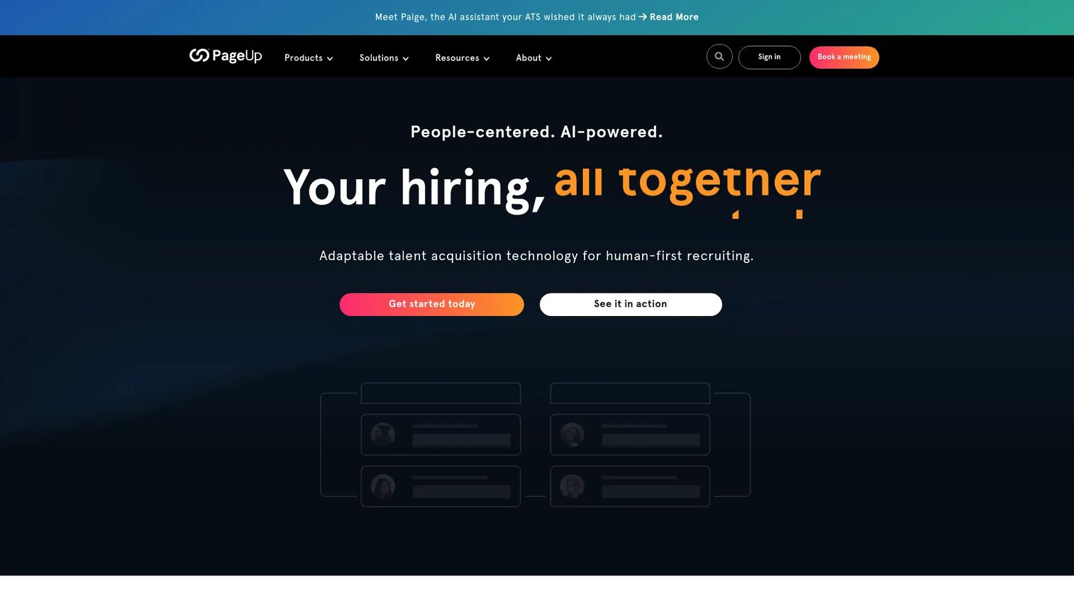 PageUp talent management software homepage