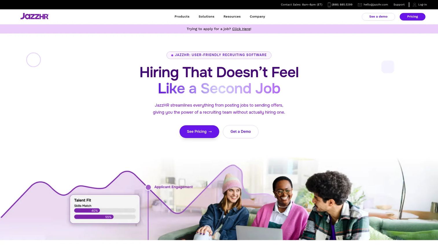 JazzHR recruiting software for small businesses homepage