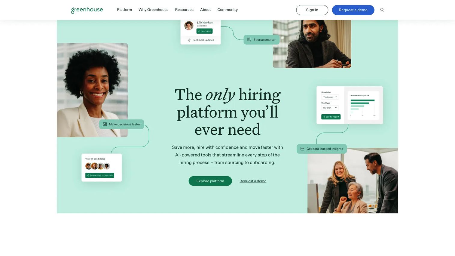 Greenhouse applicant tracking system homepage