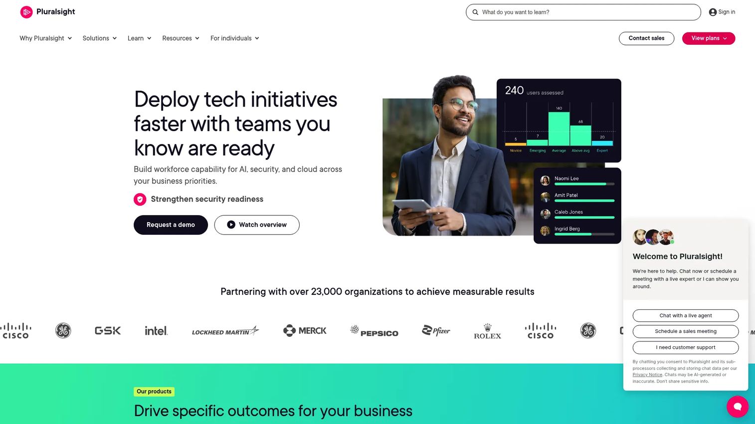 Pluralsight tech skills development platform homepage