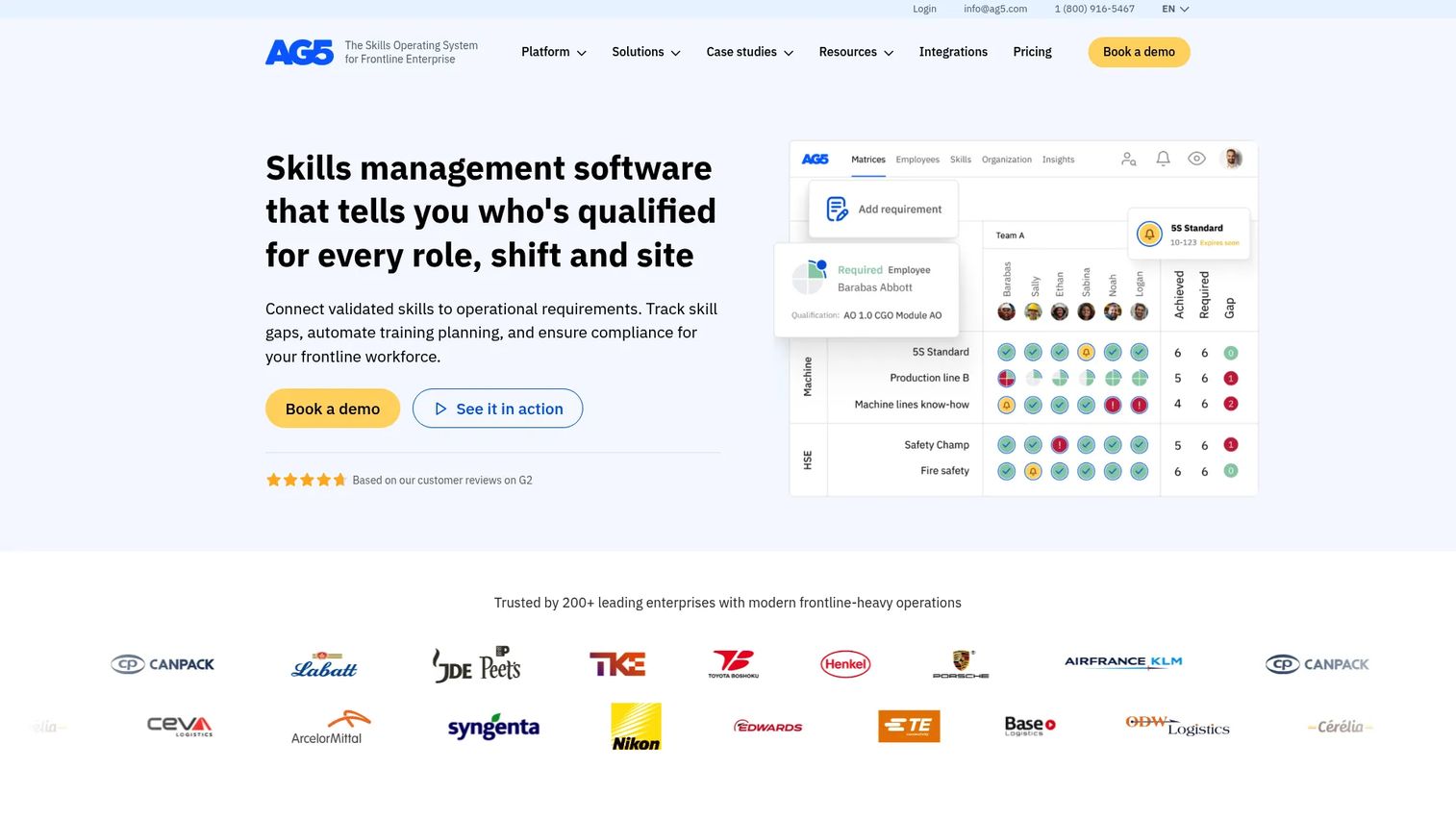 AG5 skills management software homepage