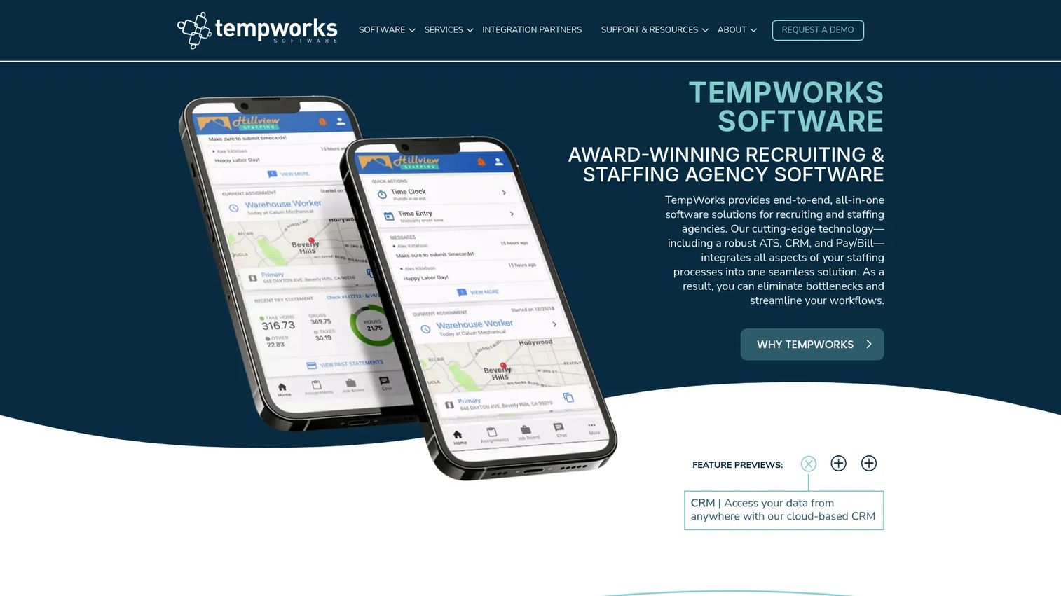 TempWorks staffing software homepage