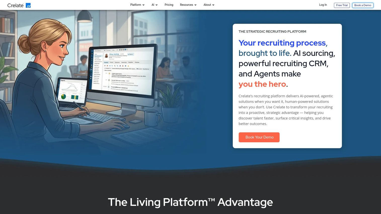 Crelate recruiting platform homepage