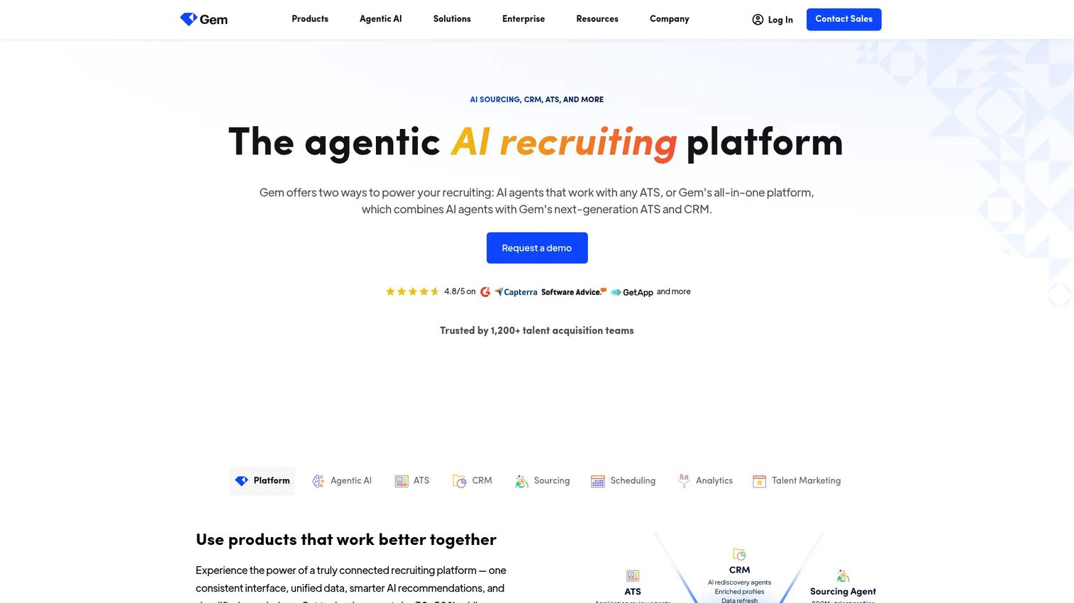 Gem recruiting platform homepage