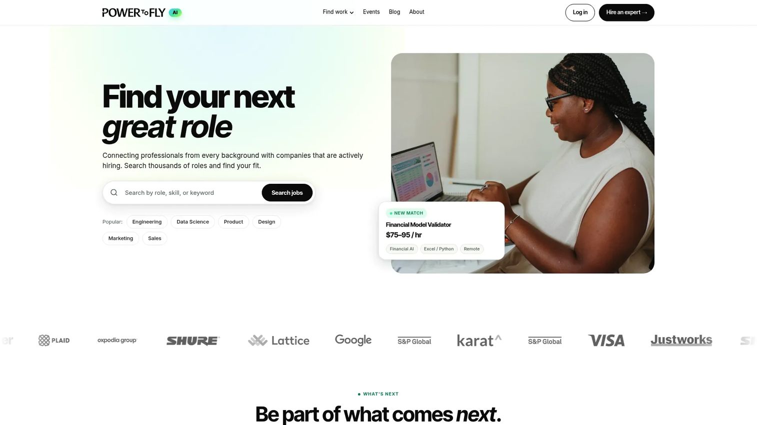 PowerToFly inclusive hiring and talent community homepage
