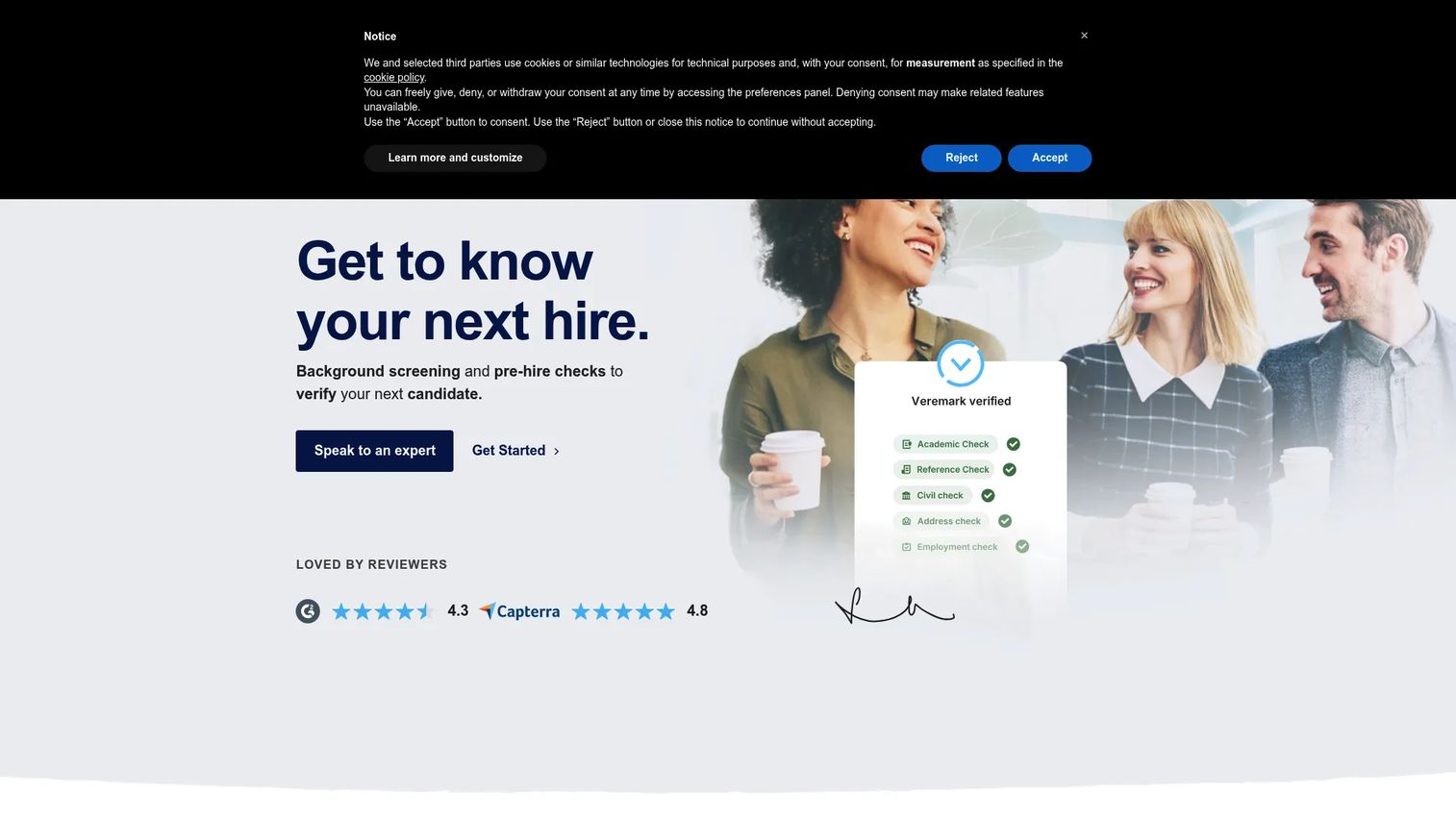 Veremark global background screening and verification platform