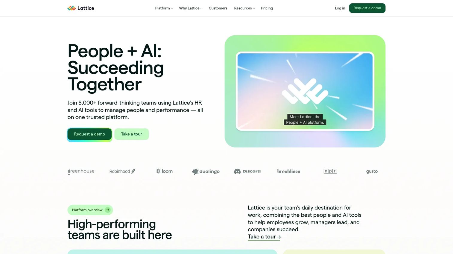 Lattice people management platform homepage