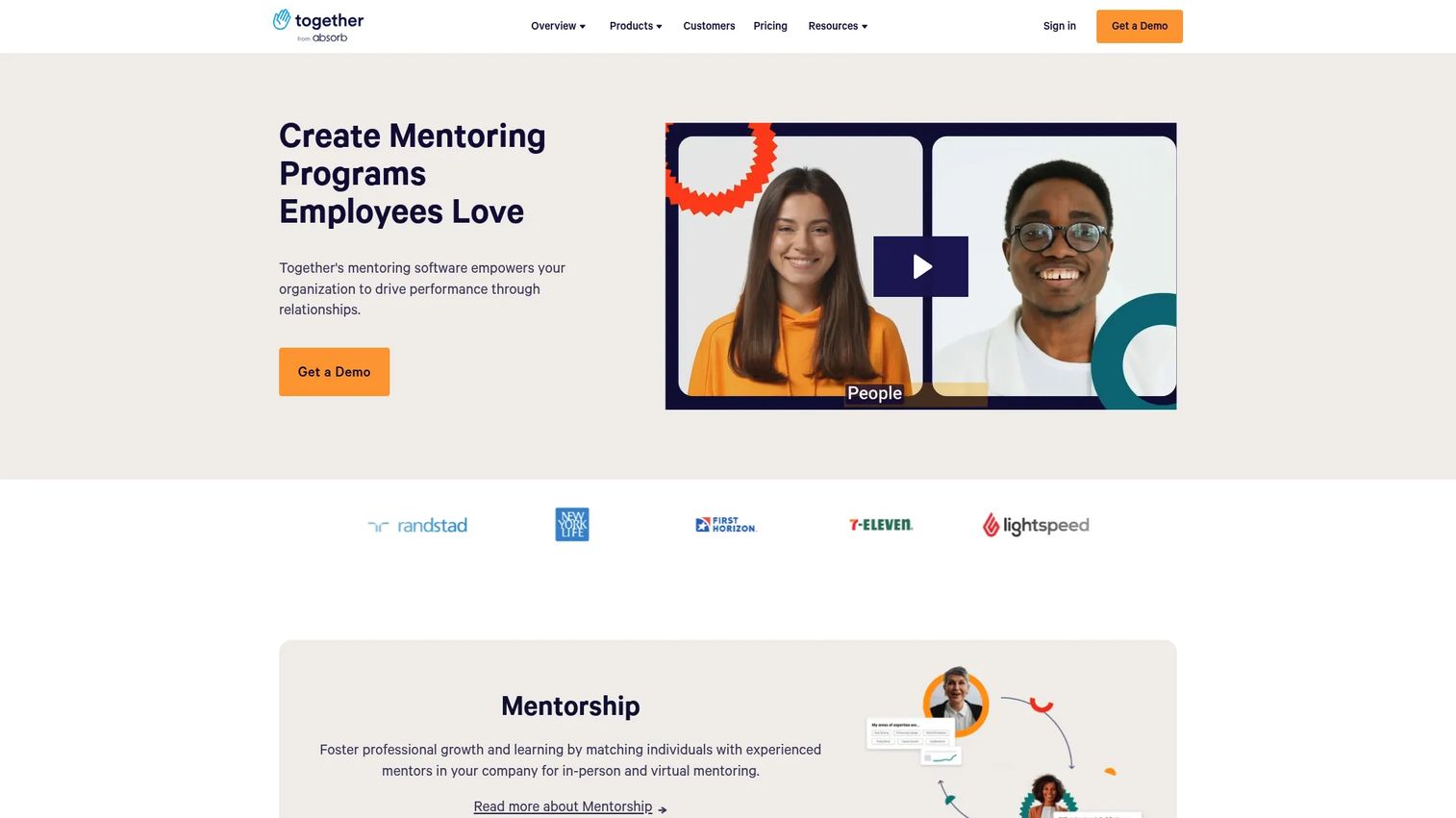 Together Platform mentoring software homepage