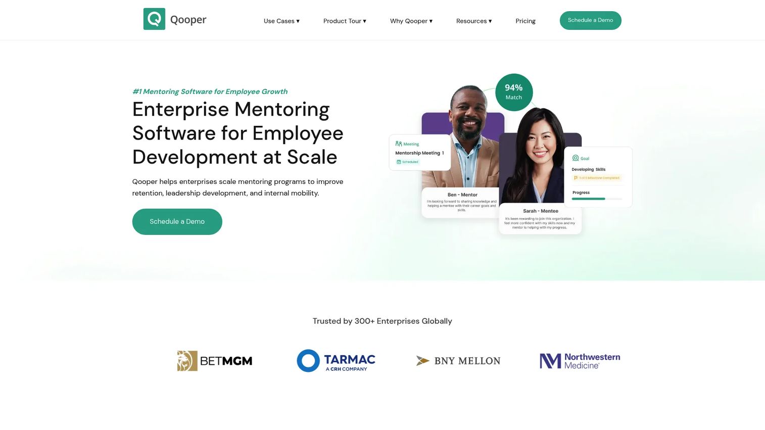 Qooper mentoring software homepage