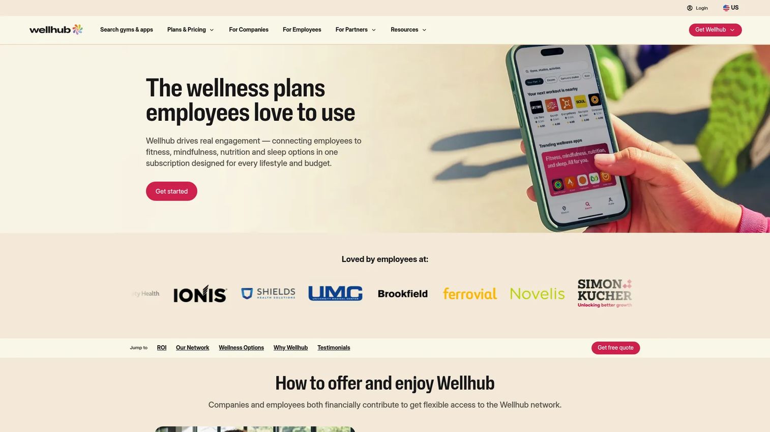 Wellhub corporate wellness benefit homepage