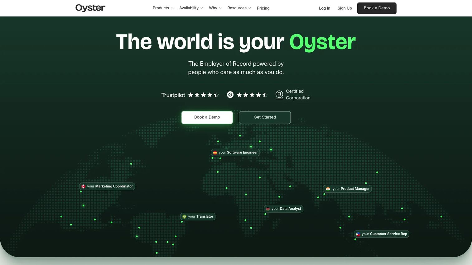 Oyster global employment platform homepage