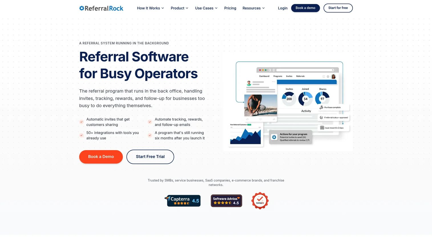 Referral Rock referral program software homepage