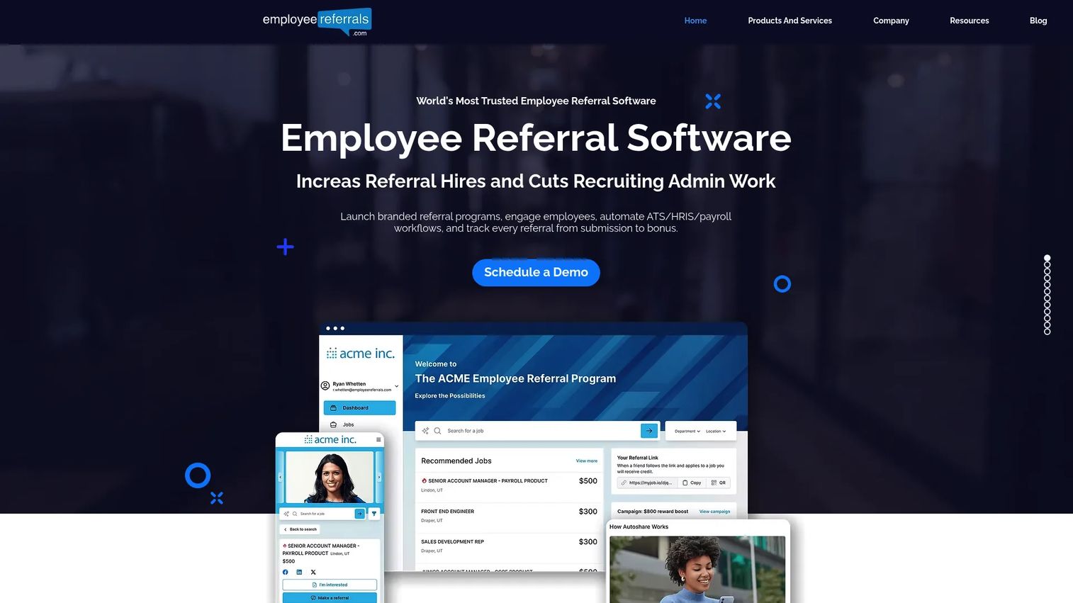 EmployeeReferrals.com referral software homepage