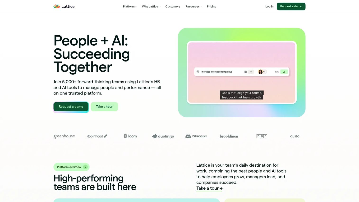 Lattice people management platform homepage