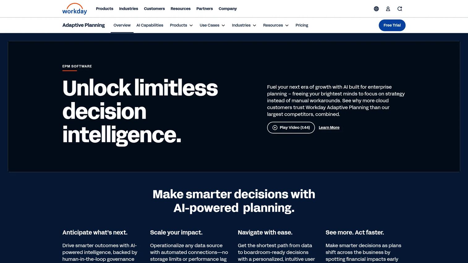 Workday Adaptive Planning overview page
