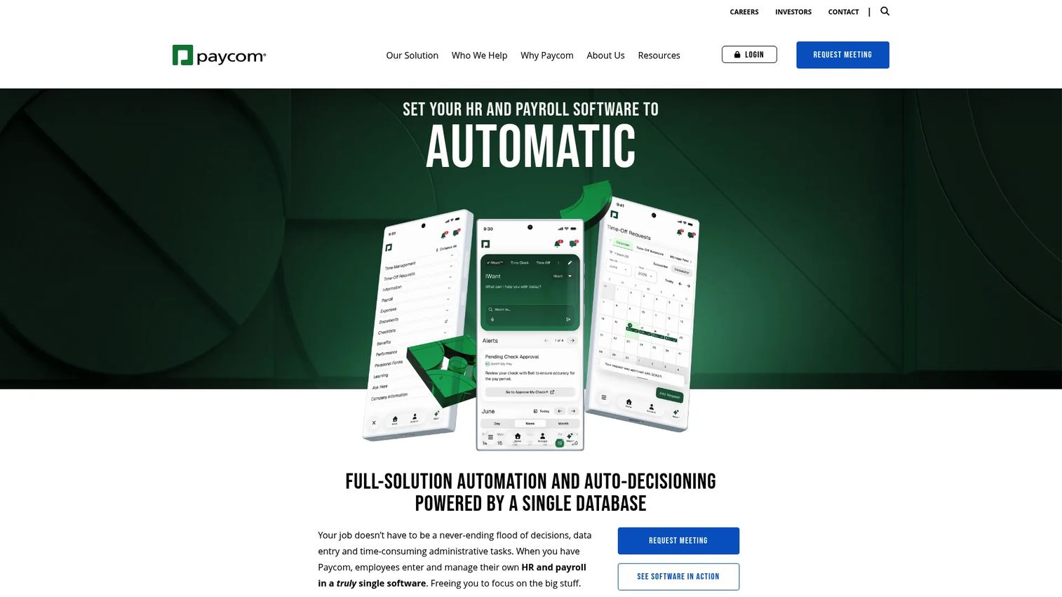 Paycom payroll and HR software homepage