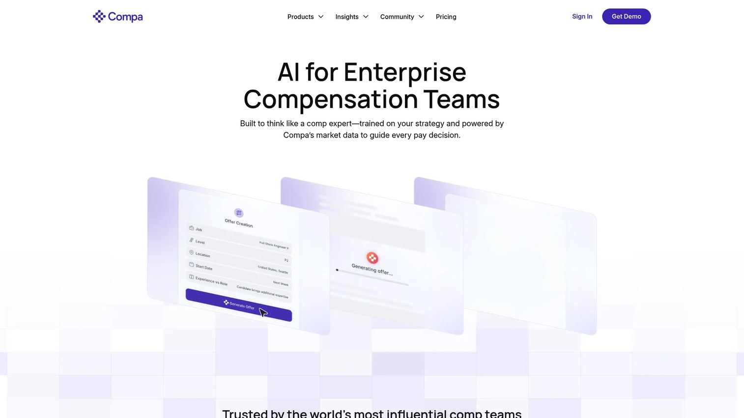 Compa compensation intelligence platform homepage