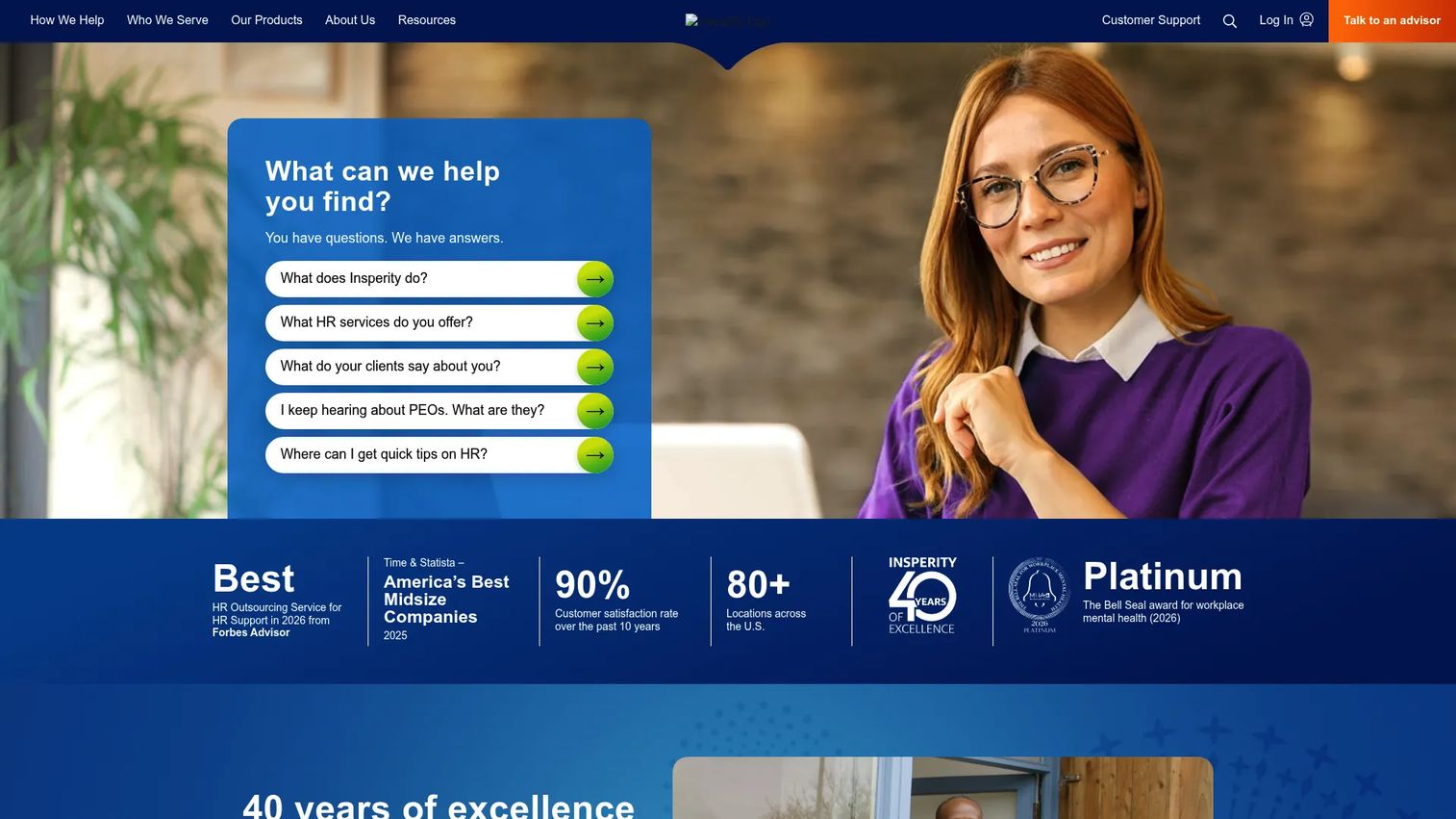 Insperity homepage