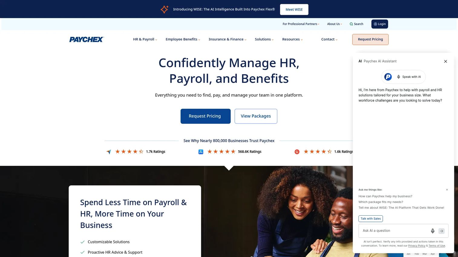 Paychex homepage