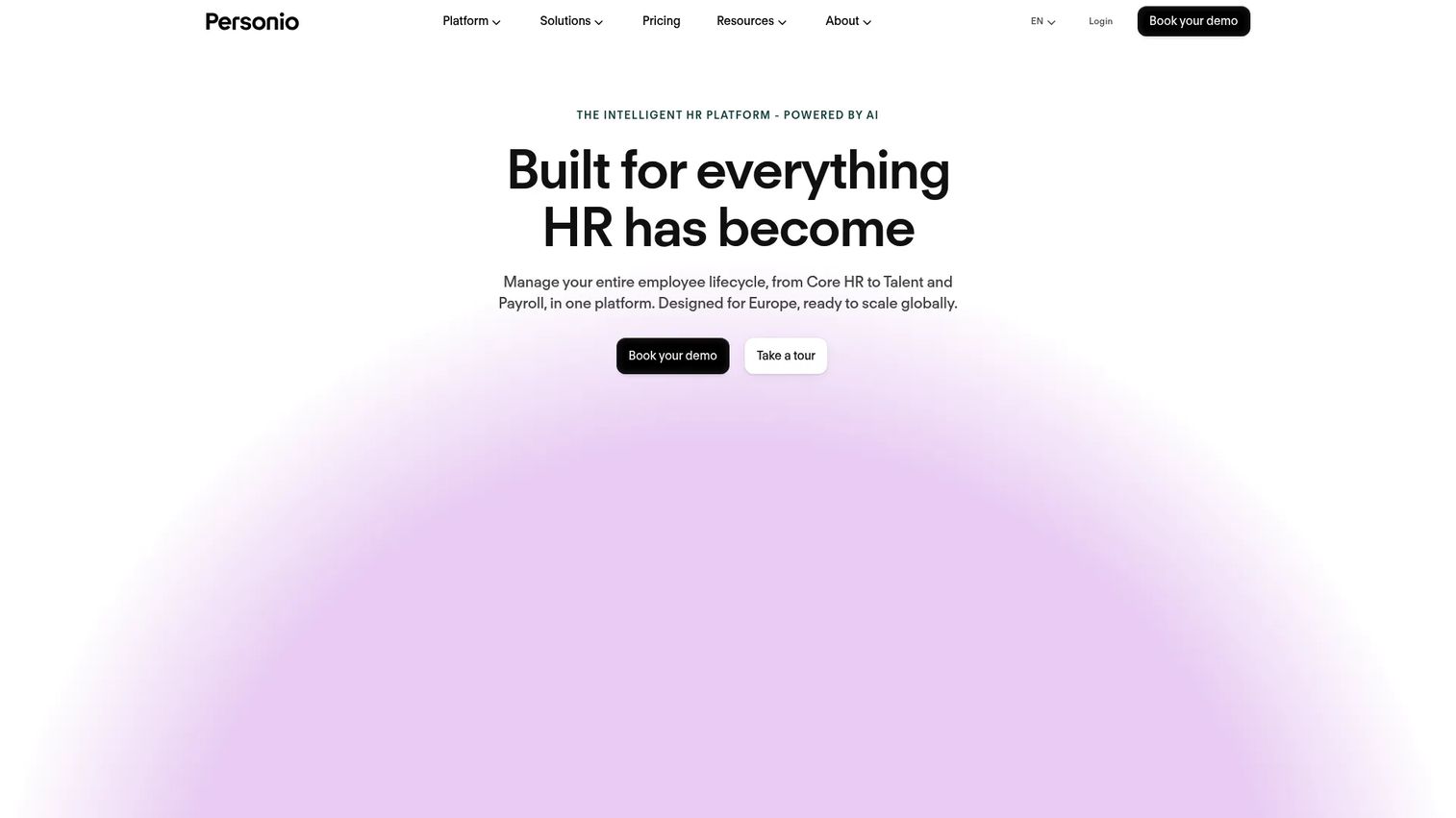 Personio HR platform homepage