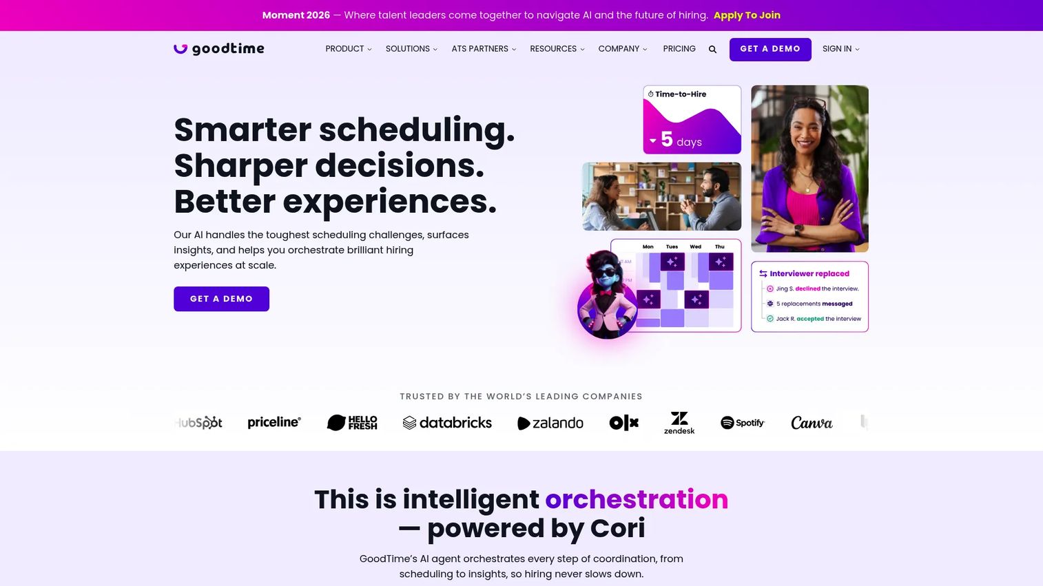GoodTime interview scheduling automation homepage