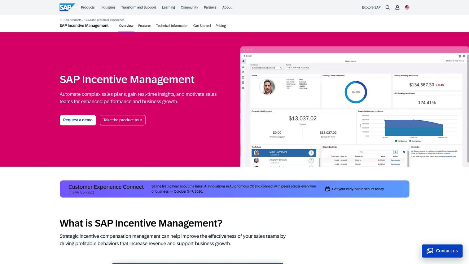 SAP SuccessFactors Incentive Management dashboard