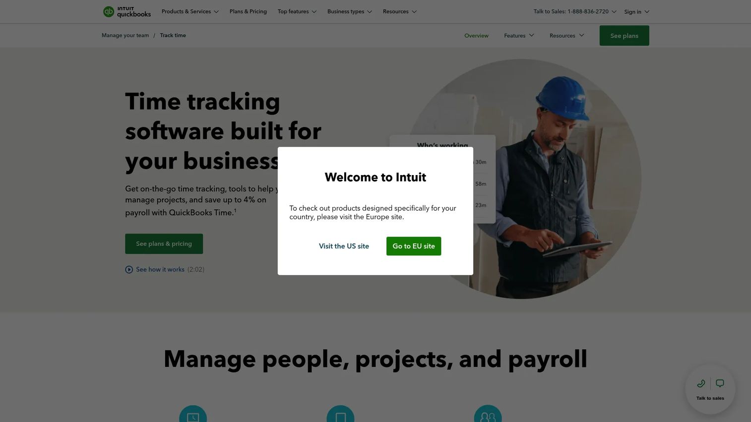QuickBooks Time time tracking software homepage