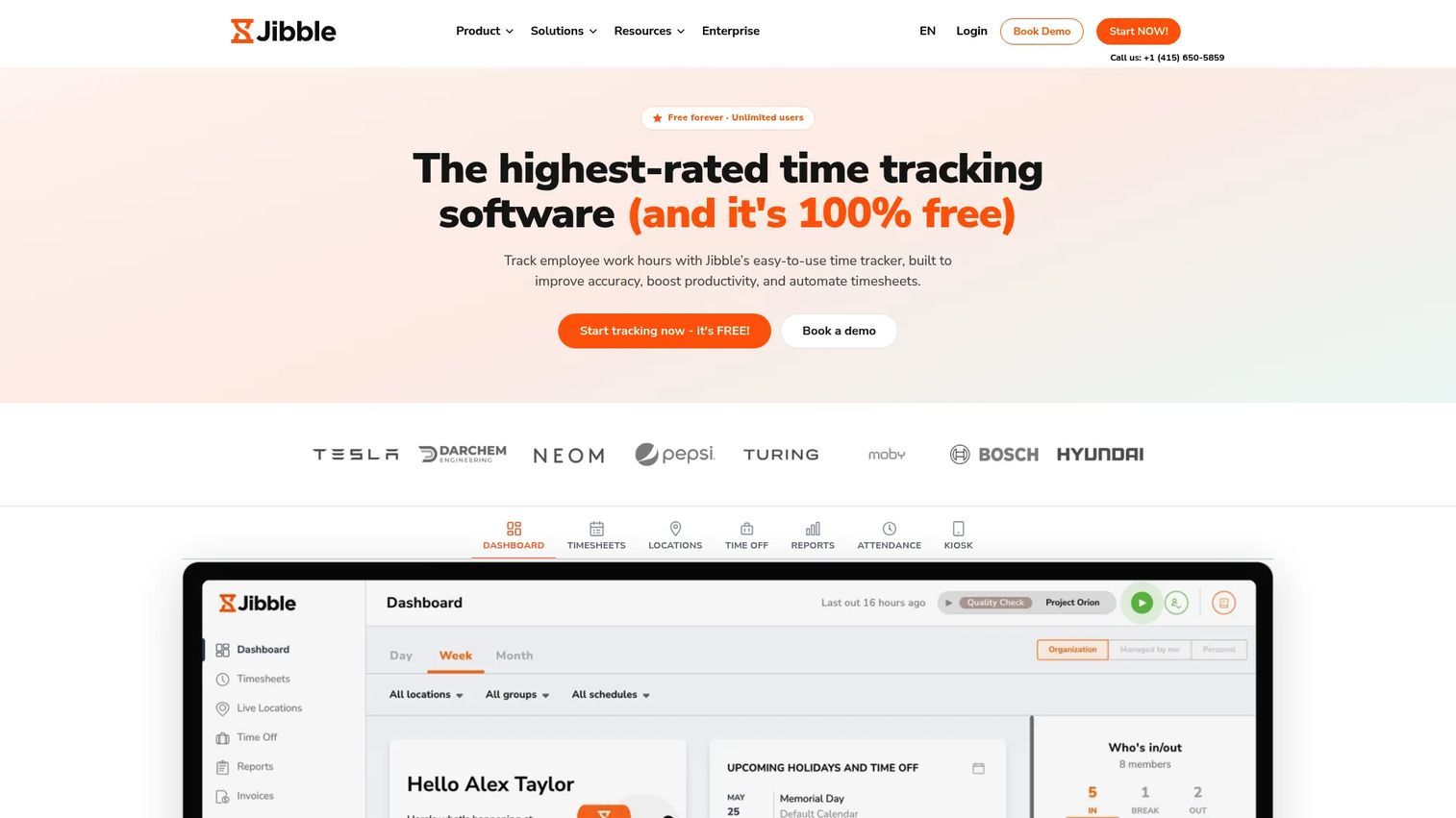 Jibble free time tracking and attendance software homepage