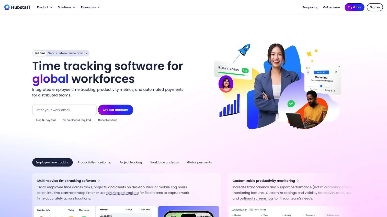 Hubstaff time tracking and workforce productivity platform