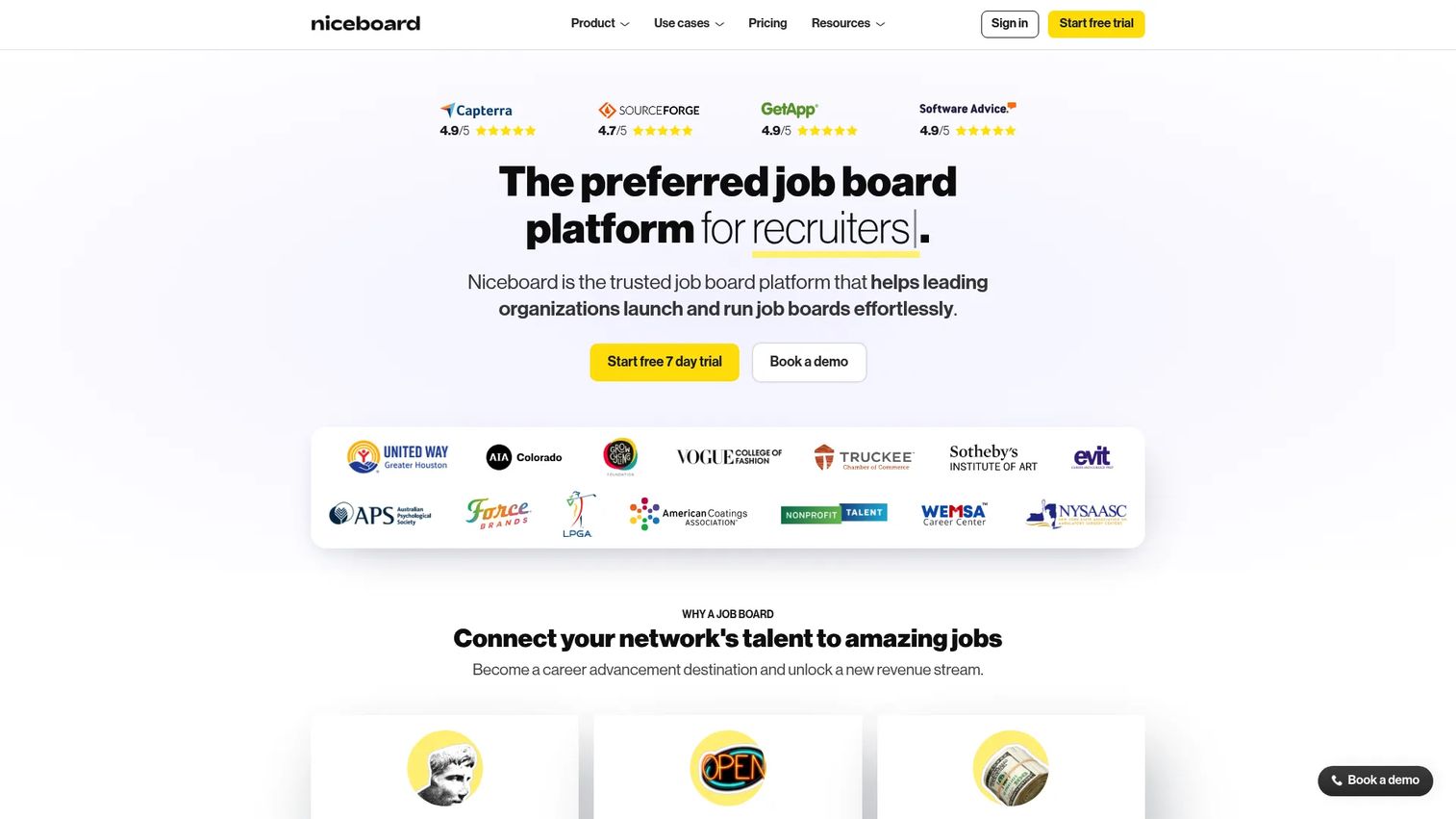 Niceboard job board software homepage