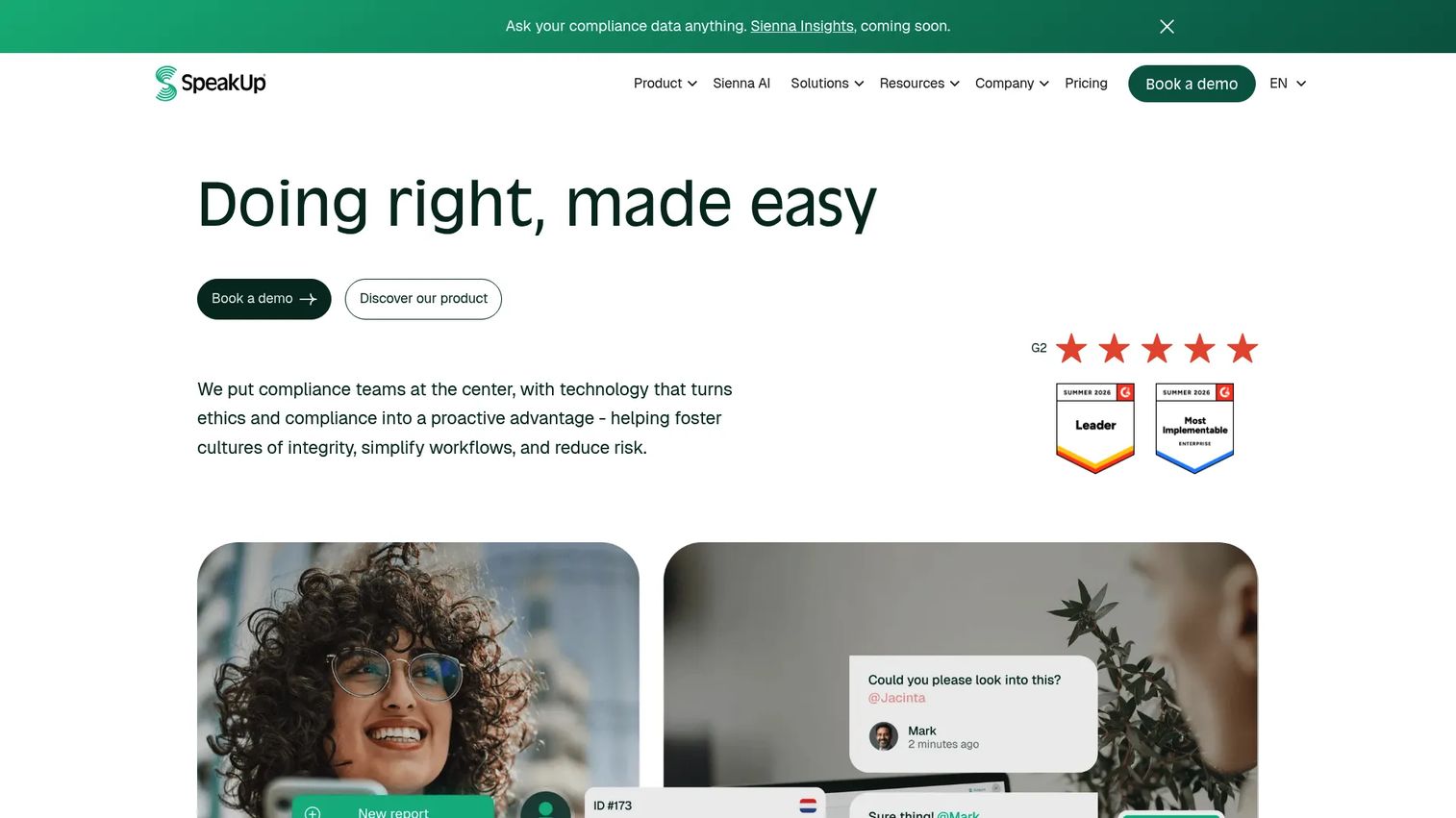 SpeakUp homepage