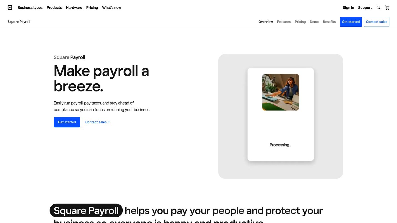 Square Payroll online payroll service interface