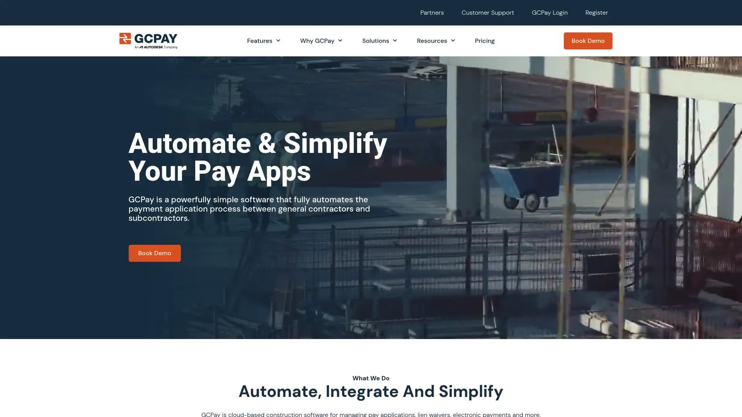 GCPay construction payment management software homepage
