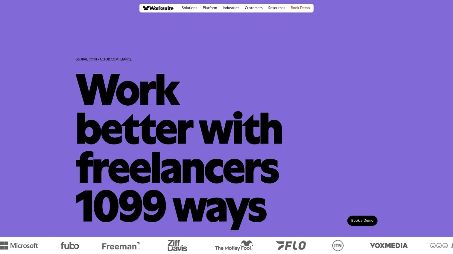 Worksuite contractor and freelancer management platform homepage