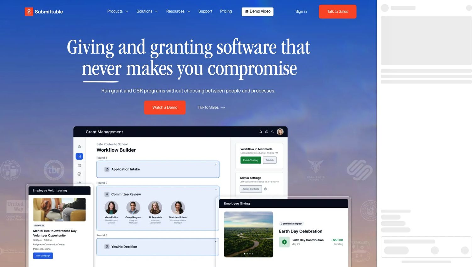 Submittable grant management and CSR submission workflow software