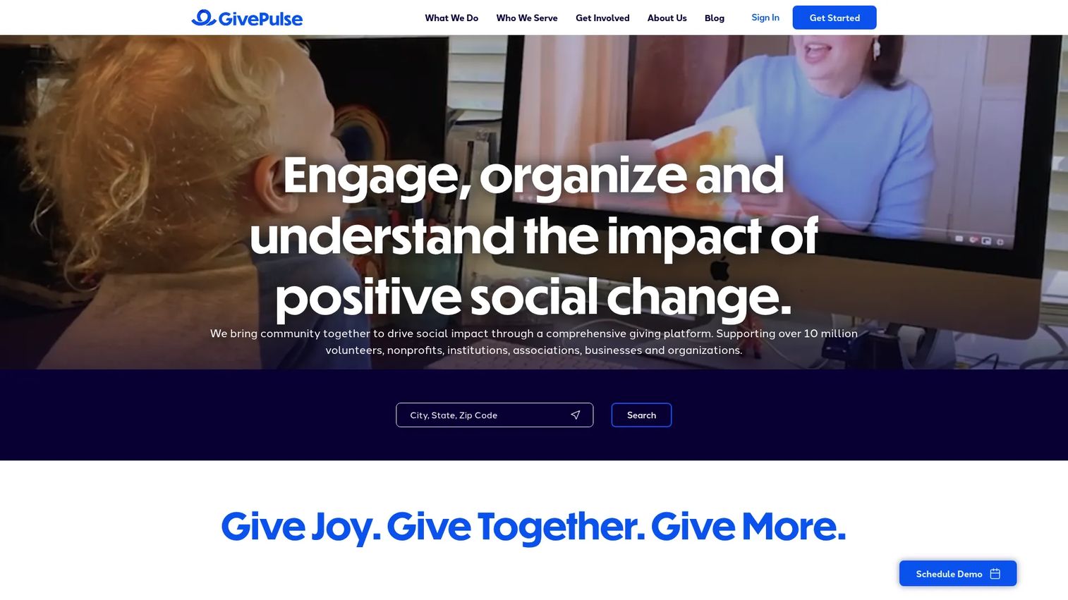 GivePulse volunteer and community engagement platform interface