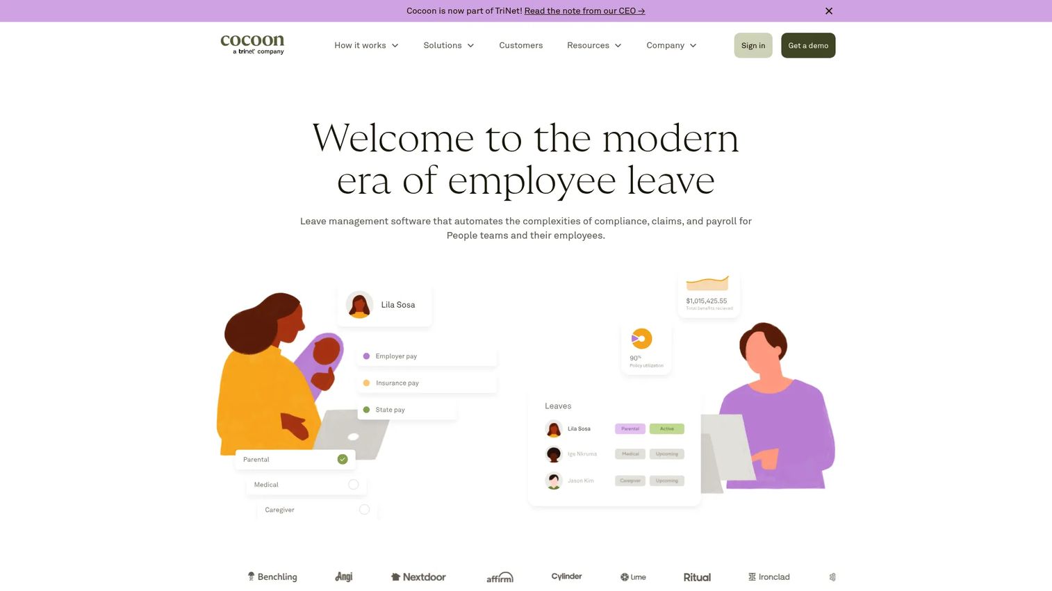 Cocoon leave management software homepage