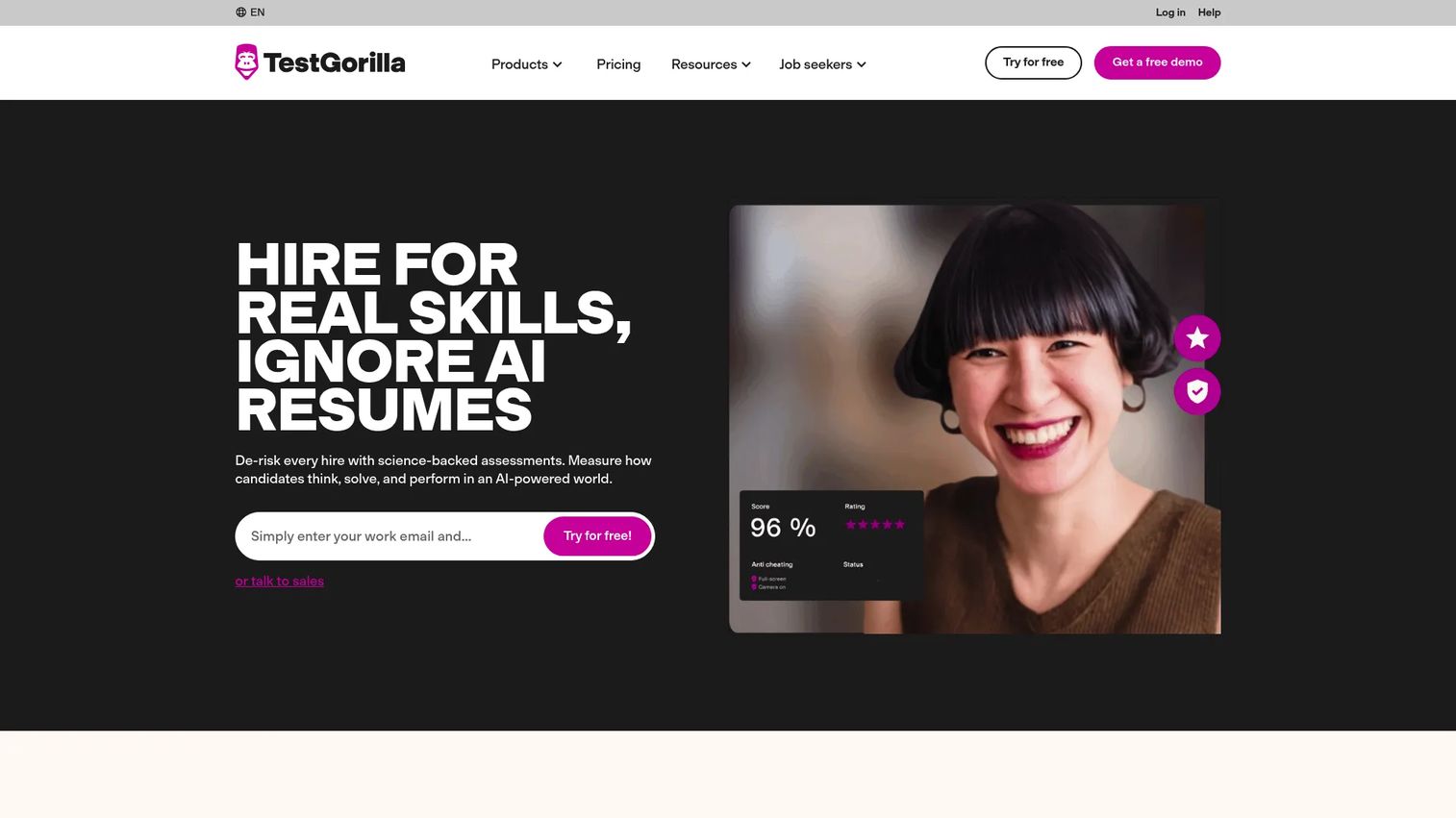 TestGorilla skills-based hiring and assessment platform