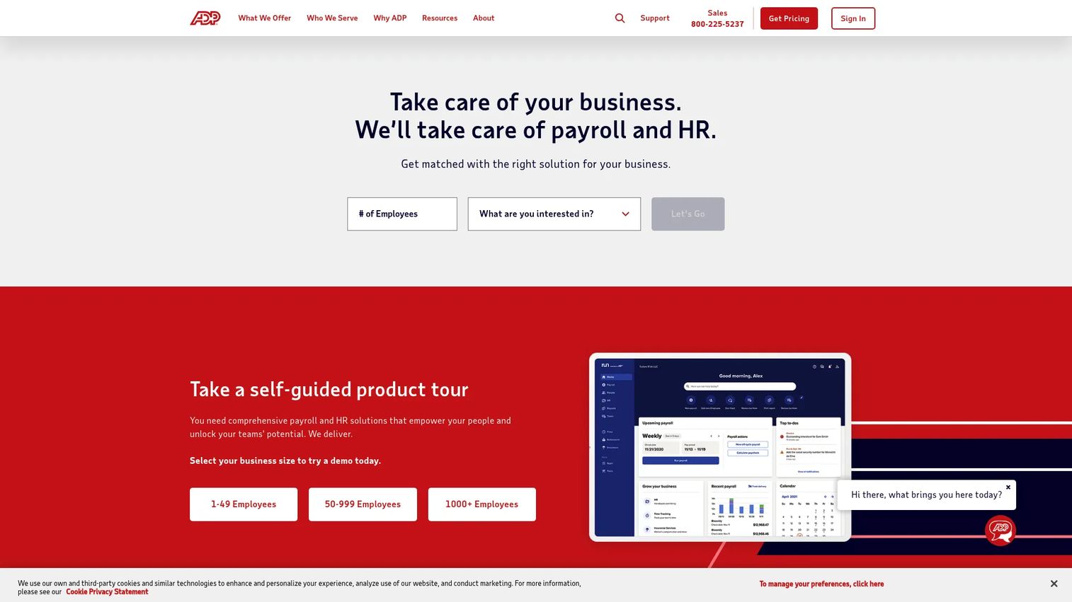 ADP HRIS software homepage