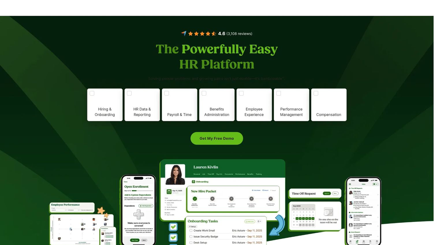 BambooHR HRIS software homepage
