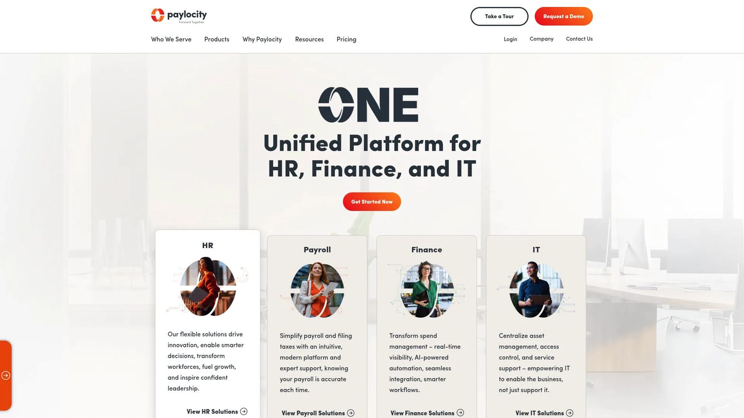 Paylocity HRIS software homepage
