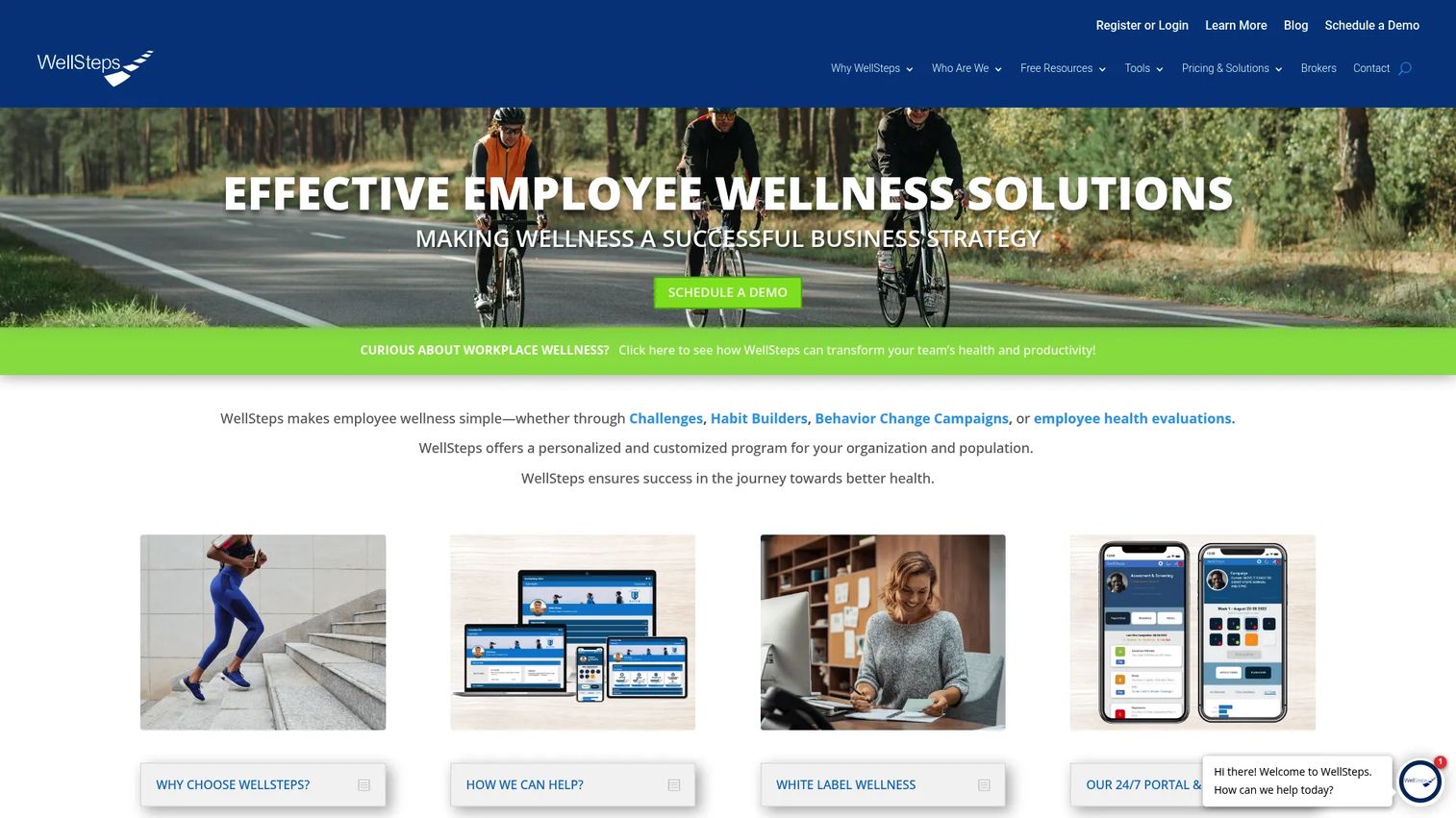 WellSteps corporate wellness program homepage