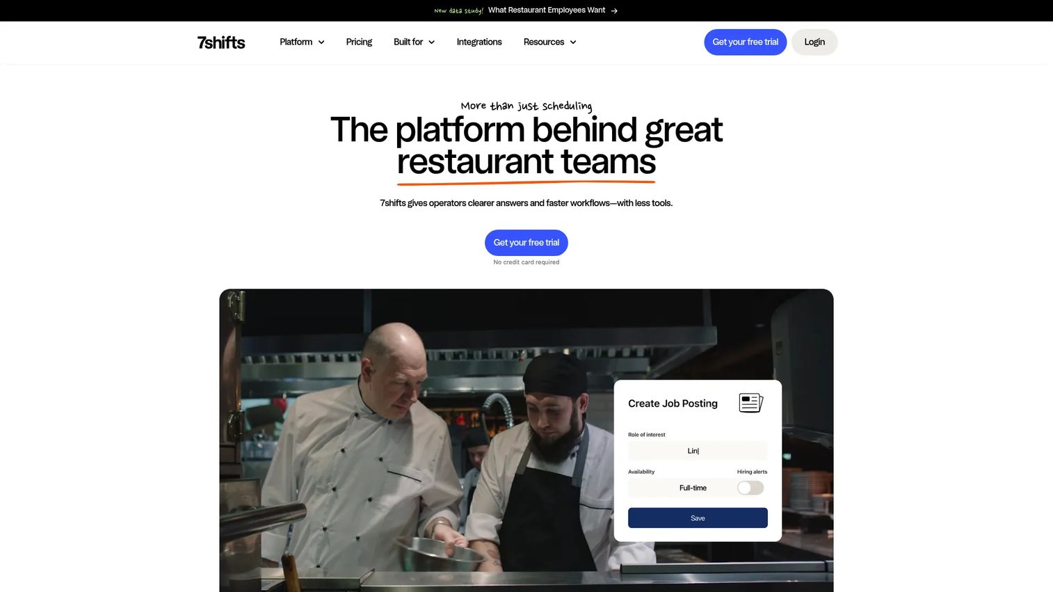 7shifts restaurant scheduling software homepage