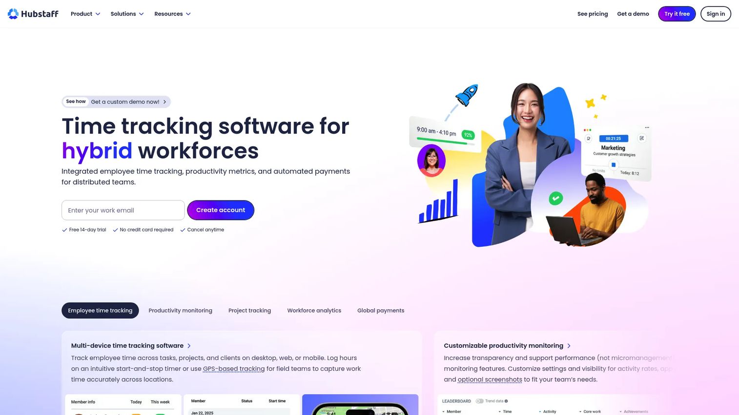 Hubstaff time tracking, GPS, and workforce management dashboard