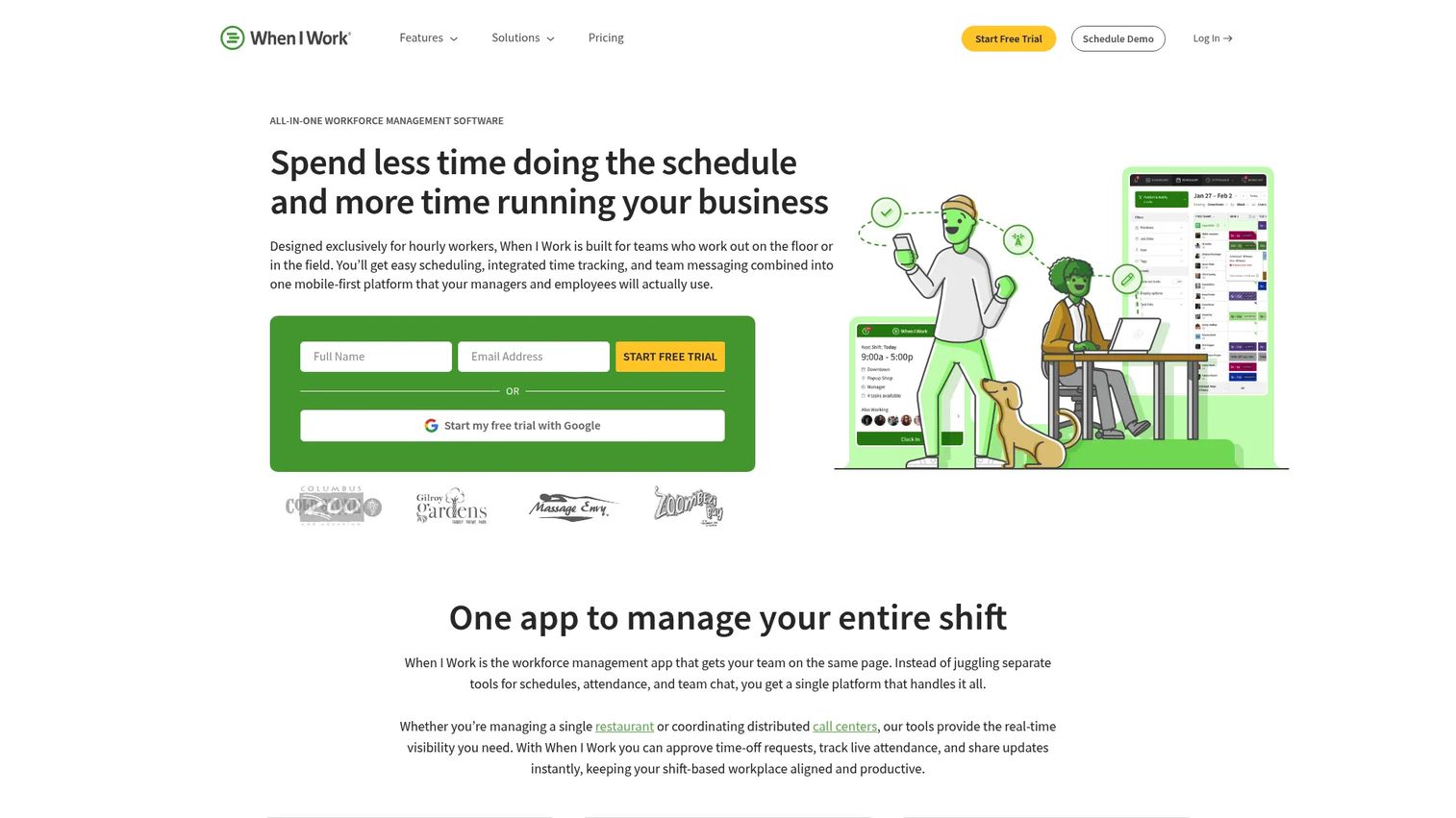 When I Work shift scheduling and time tracking software homepage