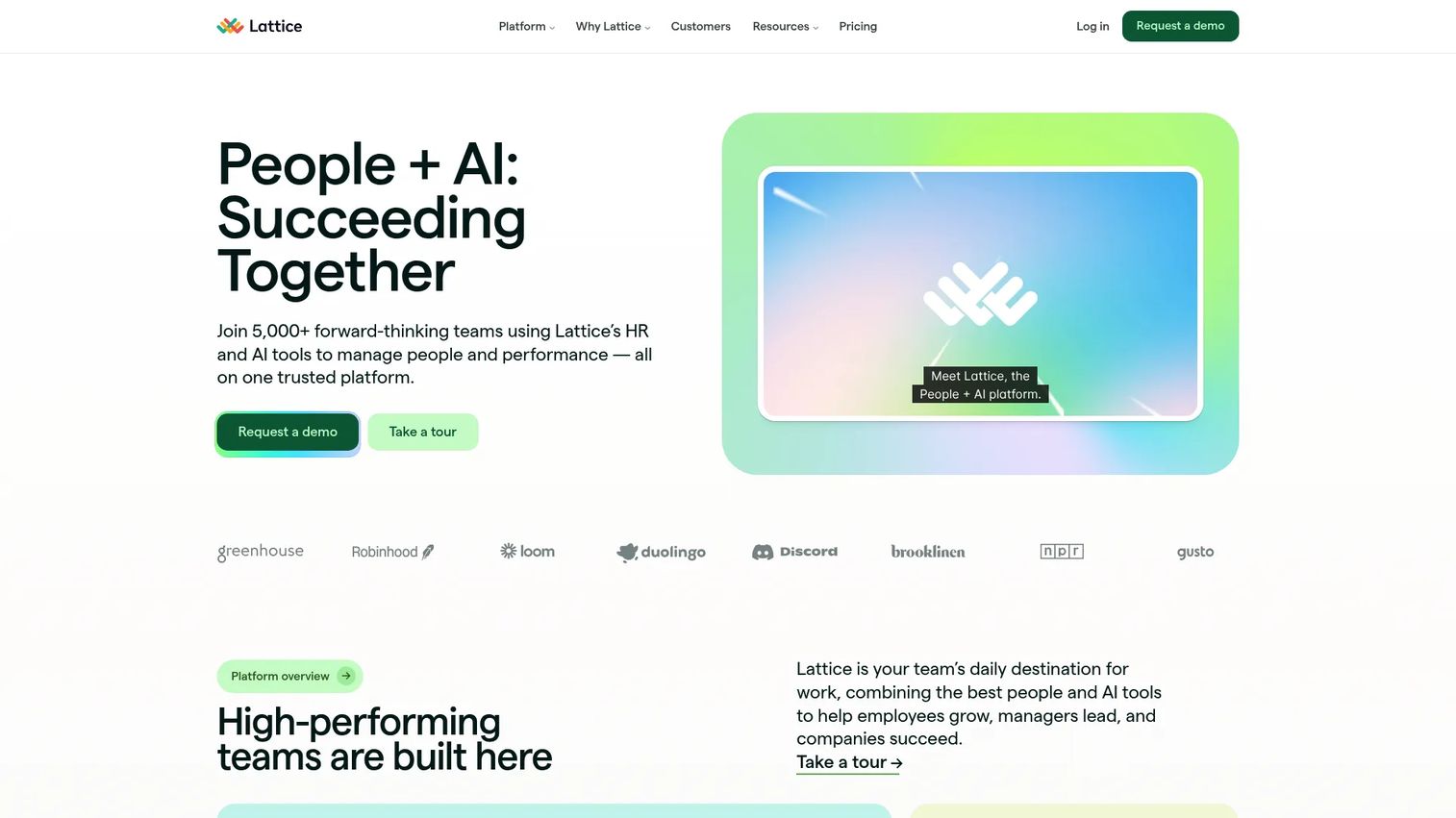 Lattice people platform homepage