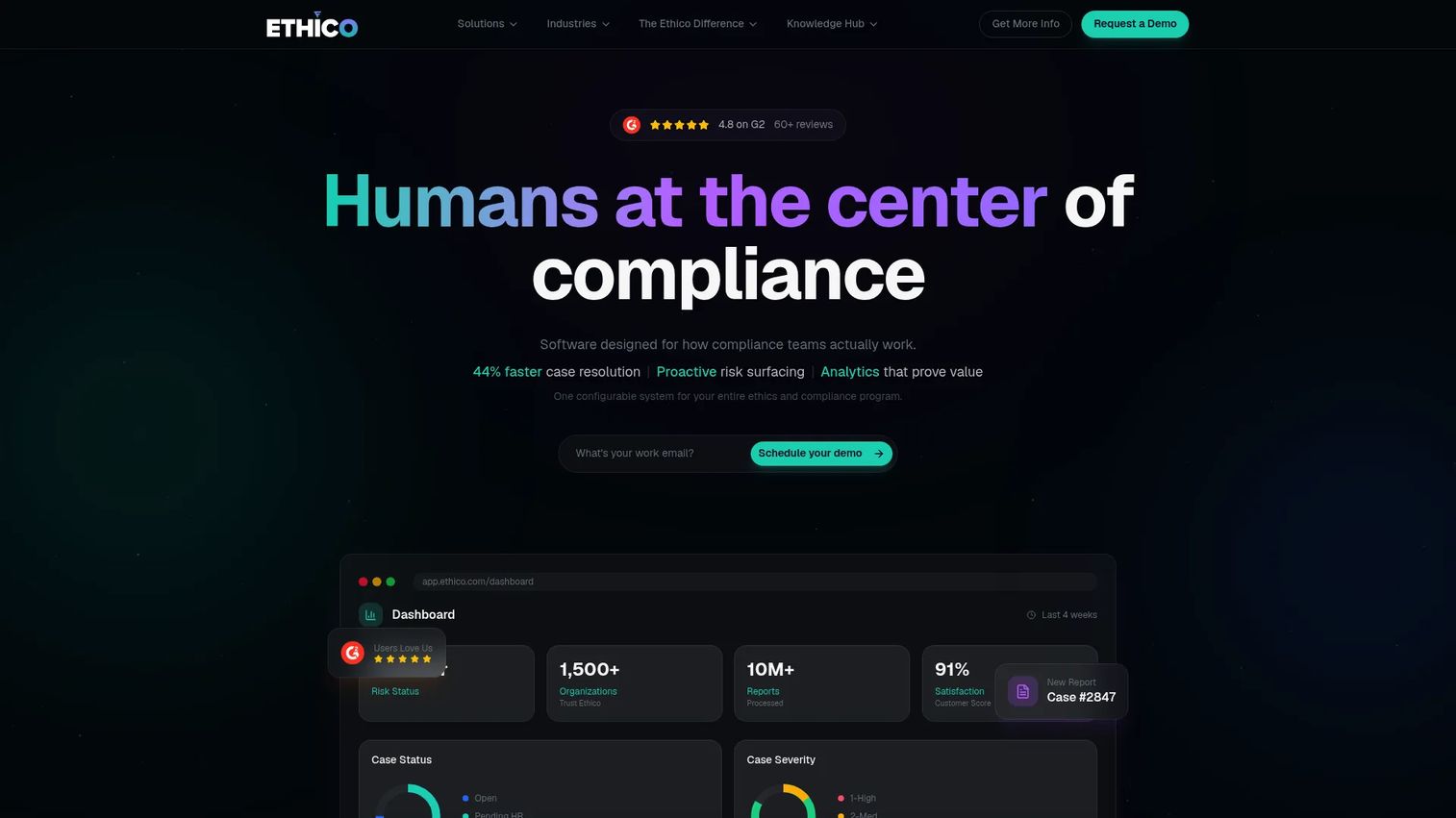 Ethico ethics and compliance software homepage